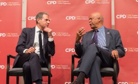 Photo of Under Secretary Richard Stengel and USC Annenberg Dean Ernest J. Wilson by David Scavone