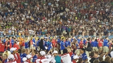 Photo reprinted courtesy Barry Sanders Special Olympics opening ceremonies