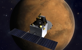 India's Mars Orbiter Mission spacecraft over Mars.