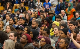 Crowd at NOC #BlackForumMN with Bernie Sanders