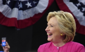 Hillary Clinton at the post-DNC rally