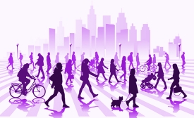 Image of people in the city via iStock