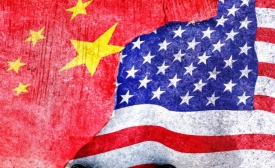 Image of the US and Chinese flags via Canva