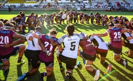 Fiji’s national women’s rugby union team, the Fijiana, joining the Australian Super W team, the Queensland Red’s in a friendly tour of Australia in early 2020. (Credit: Oceania Rugby)