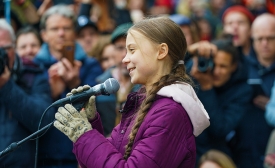 Swedish activist Greta Thurnberg speaks during an activists protest against climate change in Lausanne, host of the Youth Olympic Games Lausanne 2020, Switzerland. Photo by FATIMA MARTINEZ/IOC Young Reporters @fatimartinezc