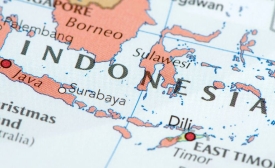 Indonesia on the world map by yorkfoto via Canva