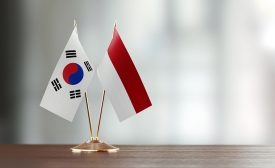 Korea Indonesia flags Image via iStock