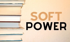A pile of books with words "soft power" by itchysan via Canva