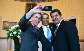 An American selfie with Barack Obama, Neil DeGrasse Tyson, and Bill Nye