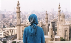 Hijabi in front of a mosque in Cairo