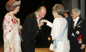 King Juan Carlos and Queen Sofia visiting Emperor Akihito in Japan