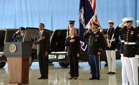 Obama and Clinton at Transfer of Remains Ceremony for Benghazi attack victims Sep 14, 2012