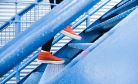 climbing up stairs