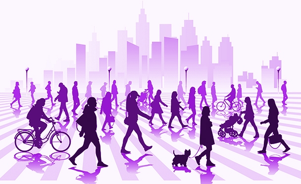 Image of people in the city via iStock