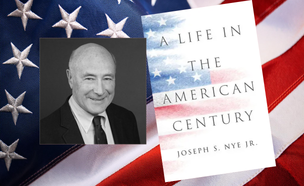 Event cover with Joseph Nye and book