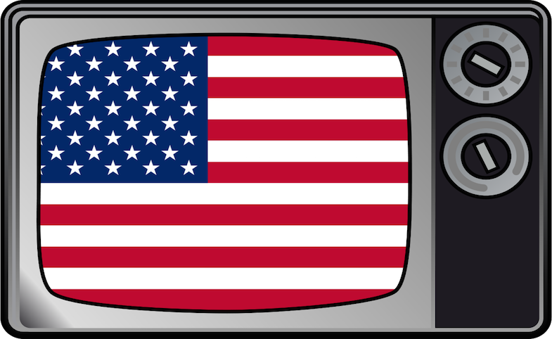 USA flag on television