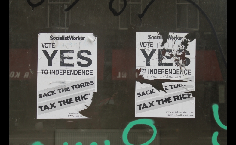 Pro-independence flyers in Scotland