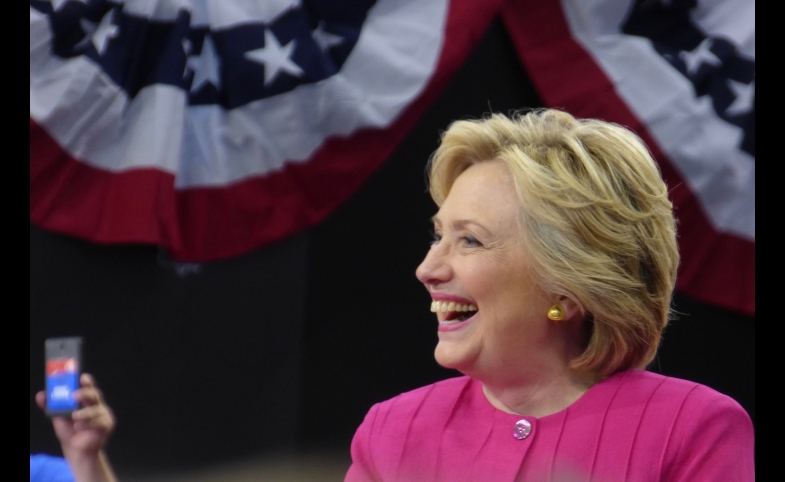 Hillary Clinton at the post-DNC rally