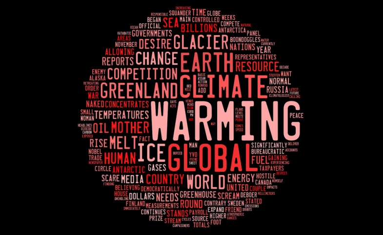 Global warming graphic based on word frequency