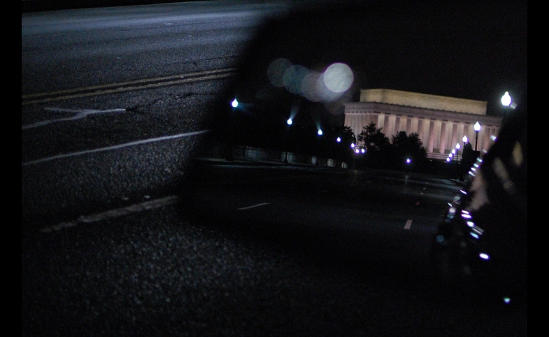 Lincoln Memorial in the rearview mirror