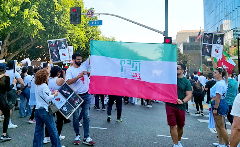 2022 protest in downtown Los Angeles by Sohaela Amiri