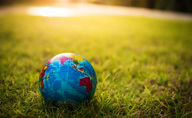 Image of globe ball on field via iStock