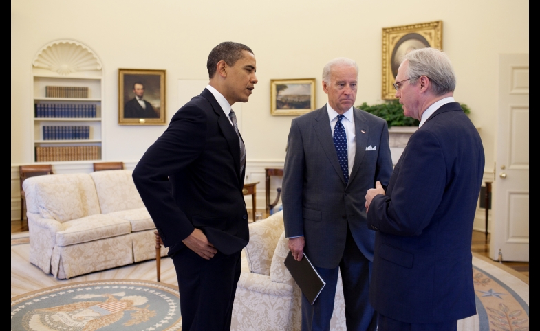 Christopher R. Hill with Barack Obama and Joe Biden