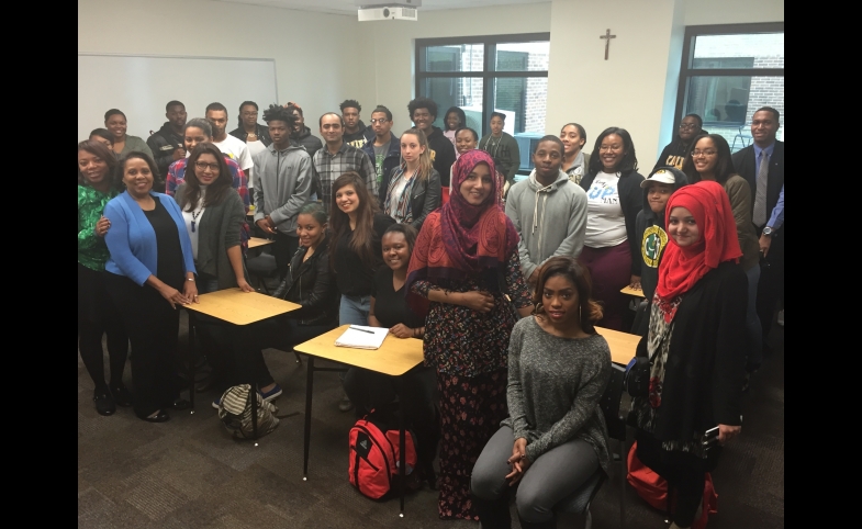 Xavier University of Louisiana students with visiting Pakistani journalists during their visit to New Orleans in January 2016. 