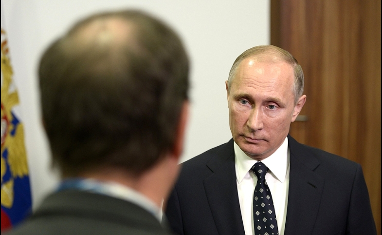 Photo reprinted courtesy of Government of Russia via Kremlin.ru Answers to questions from French journalists from TF1 TV channel, by Kremlin.ru