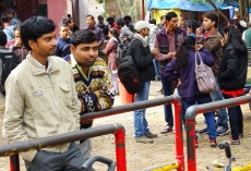 Students outside the cafe at Banaras Hindu University
