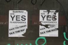 Pro-independence flyers in Scotland