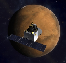 India's Mars Orbiter Mission spacecraft over Mars.