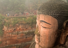 Giant Buddha sculpted into the cliff at Leshan, China