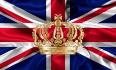 Crown on British flag. Flag by kjpargeter via freepik.com. Crown via clipart-library.com.