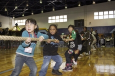 Students play at the U.S.-Japan Friendship Exchange at the Marine Corps Air Station in Iwakuni, Japan
