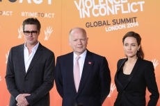 Foreign Secretary William Hague with UN Special Envoy Angelina Jolie and Brad Pitt