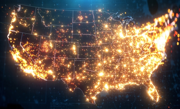 Image of U.S. cities lit up via iStock.com
