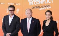 Foreign Secretary William Hague with UN Special Envoy Angelina Jolie and Brad Pitt