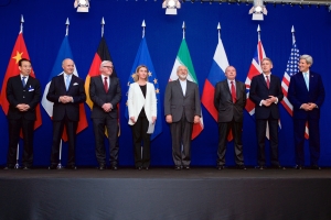  Top Diplomats of P5+1 Countries and Iran Announcing the Framework for a Comprehensive Agreement on the Iranian Nuclear Program (Lausanne, 2 April 2015)